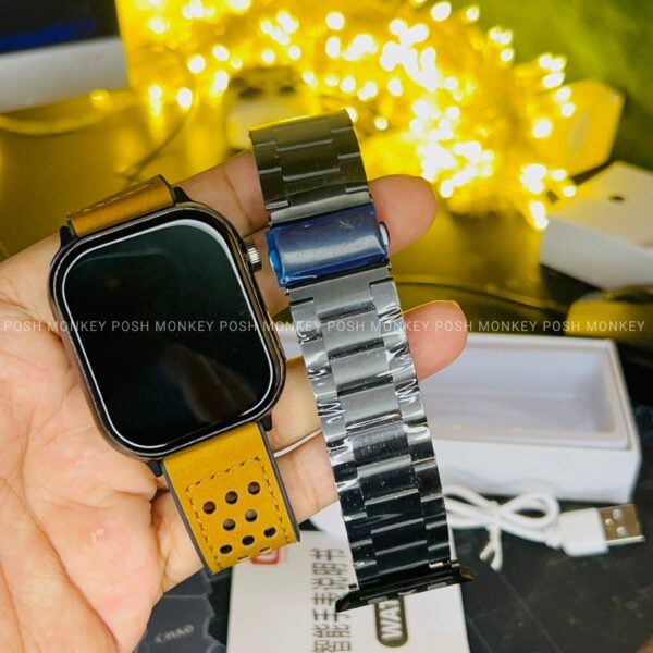 S11 Pro Max Smartwatch With Super AMOLED Display - "Brown" & "Black" Metal Premium Belt