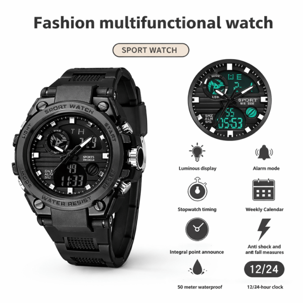Second image of Premium Multifunctional High Performance Digital Analog Dual Display Men’s Sports Watch