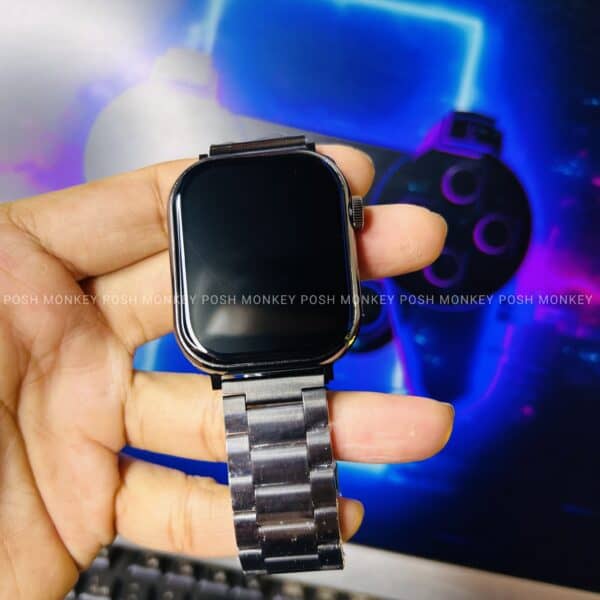 S11 Pro Max Smartwatch With Super AMOLED Display - Black Metal Chain